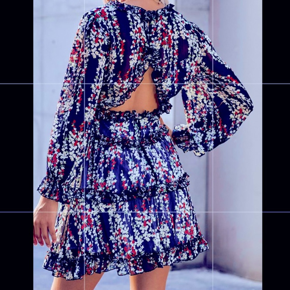 Ruffle Dress w/ long sleeves and open back